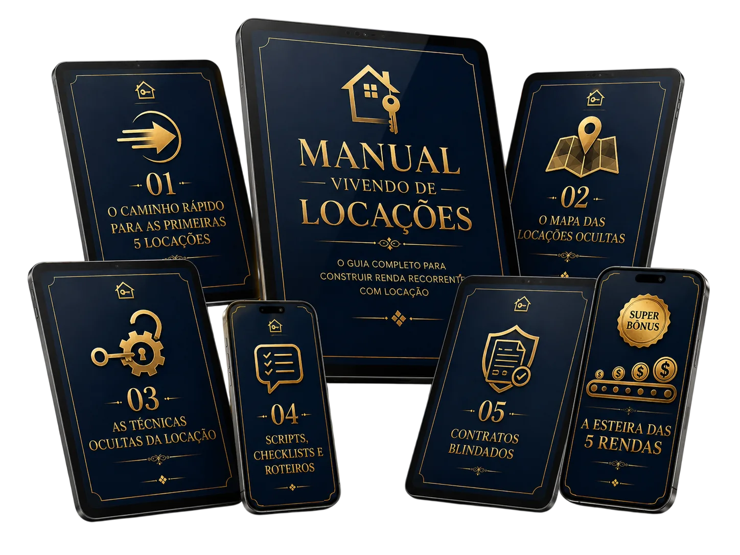 Todos os materiais do Manual Vivendo de Locações: os 5 módulos e o Super Bônus